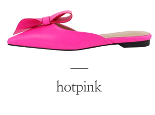 Pointed flat bow slippers women summer wear Baotou half slippers new fashion lazy sandals women's shoes