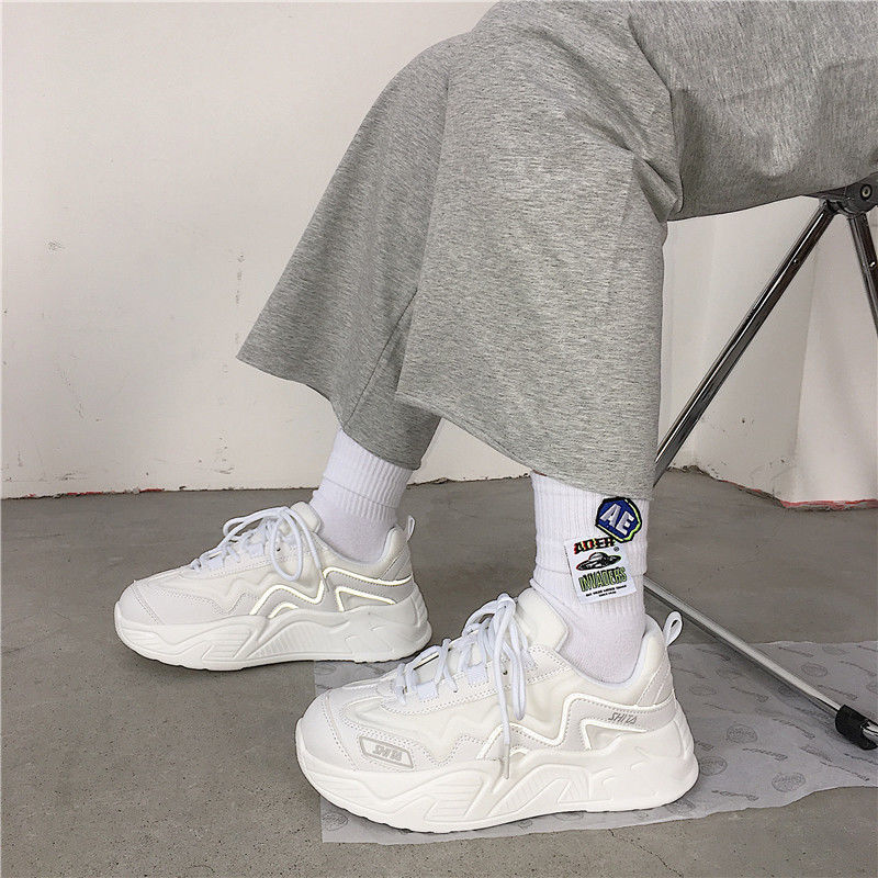 xiangtuibao White Shoes For Women Autumn New Design Women's Platform Sneakers Height Increasing Ladies Sport Shoes 41 42 43 Plus Size