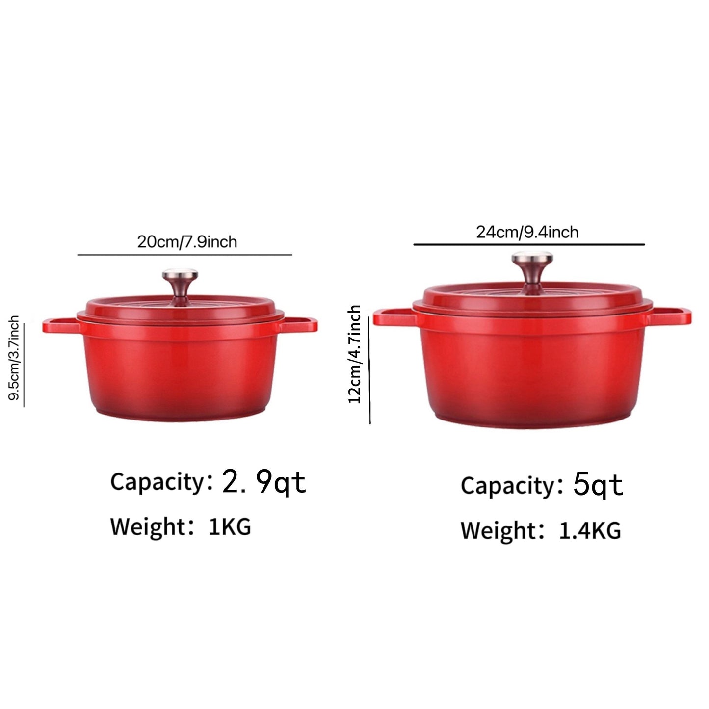 1pc, Premium Enameled Dutch Oven Pot - Heavy-Duty, Non-Stick, Multifunctional Cookware for Home Kitchen - 9.4'' Large Capacity, Durable Cast Aluminum Construction, Easy Cleaning, Versatile Cooking, Kitchen Essentials