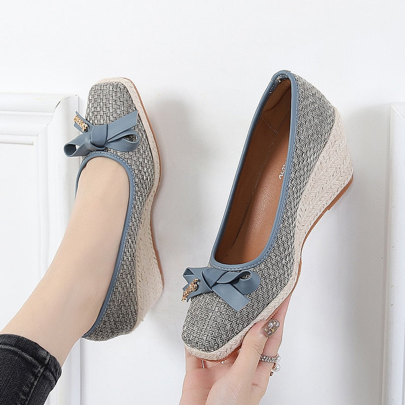 xiangtuibao Spring Summer High Heels Women Party Shoes Elegant Ladies Wedges Shoes Fashion Woman Pumps Wedge Heel 8cm Big Size 42 A4155