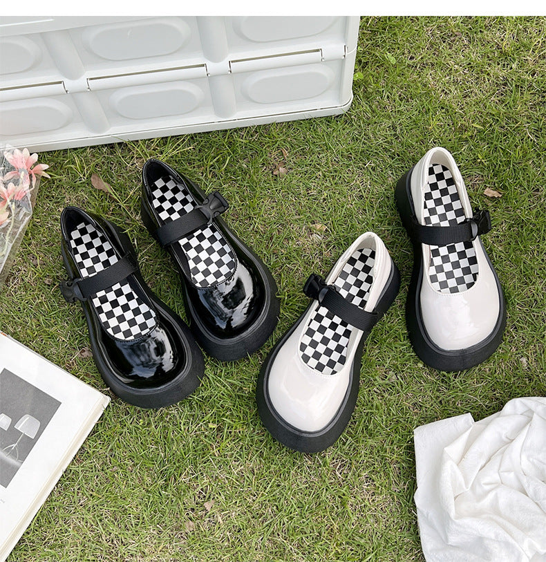 Platform Flats Women Patent Leather Casual Lolita Shoes Female Chunky Heel Vintage Mary Jane Flats Fashion Loafers