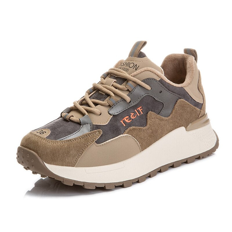 Leather Running Shoes for Women Platform Sneakers Women's Sports Shoes Woman Flats Winter Sneakers Woman Tennis Female New