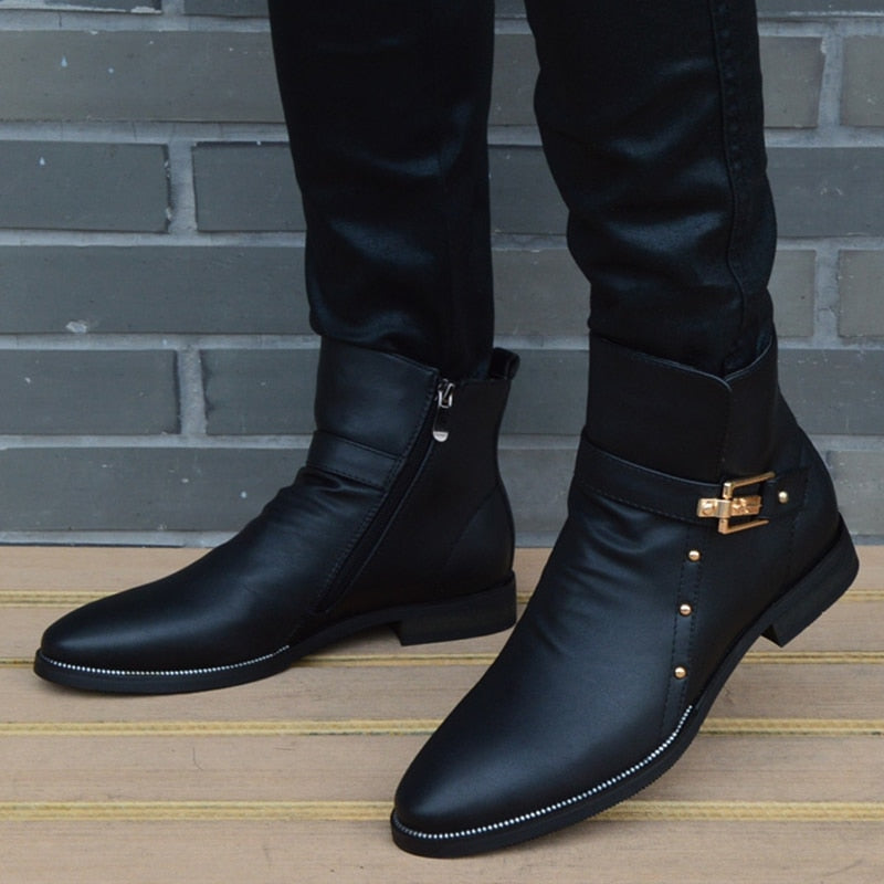 xiangtuibao New Fashion Men Boots Genuine Leather Men's British Autumn Winter Warm Plush Ankle Boots Man Casual shoes Zapatos man hombre