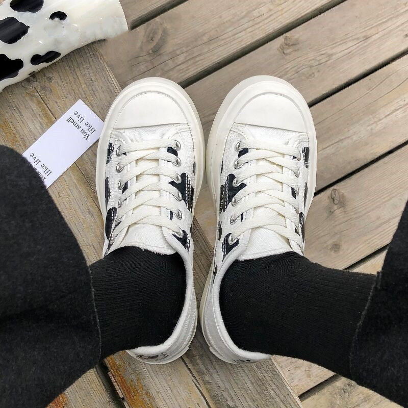 xiangtuibao Kawaii Shoes Women Sneakers White Platform Sports Flats Tennis Girly Cute Causal Loli Female Trainer Print