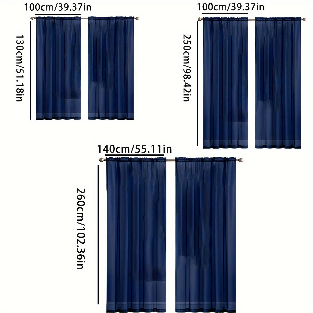 2pcs Yarn Curtain Rod Pocket Sheer Curtains For Bedroom Living Room Decoration Solid Color Curtain Home Decor
