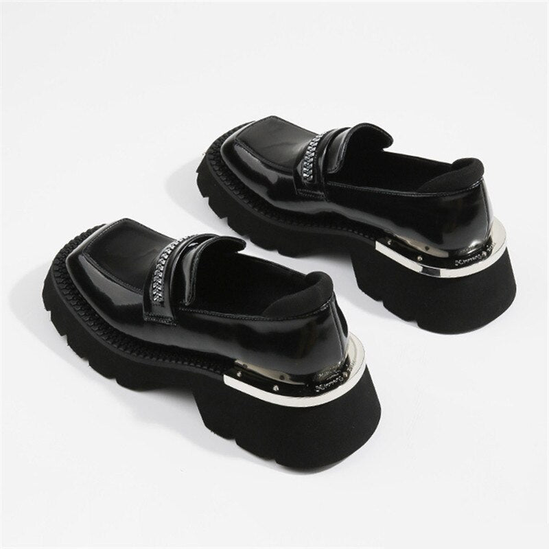 xiangtuibao Women Pumps Thick Sole Platform Low Heel Shoes for Woman Slip-on Espadrilles Chunky Heel Leather Dress Creepers Casual Loafers