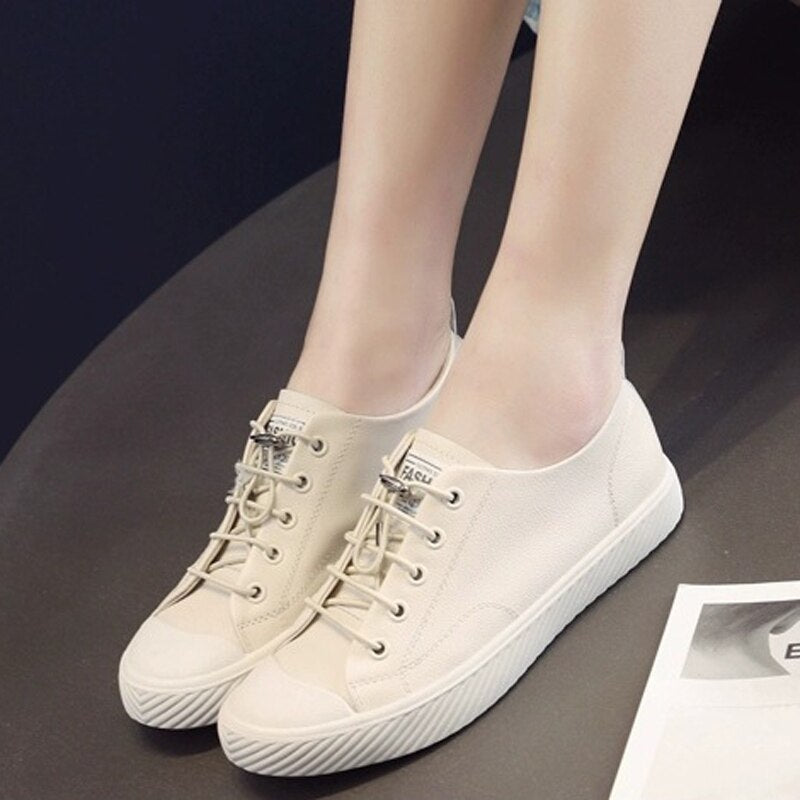 xiangtuibao Fashion Cowhide Sneakers Women Casual Breathable Walking Shoes Flat Sport Shoes Genuine Leather Vulcanized Shoes Spring