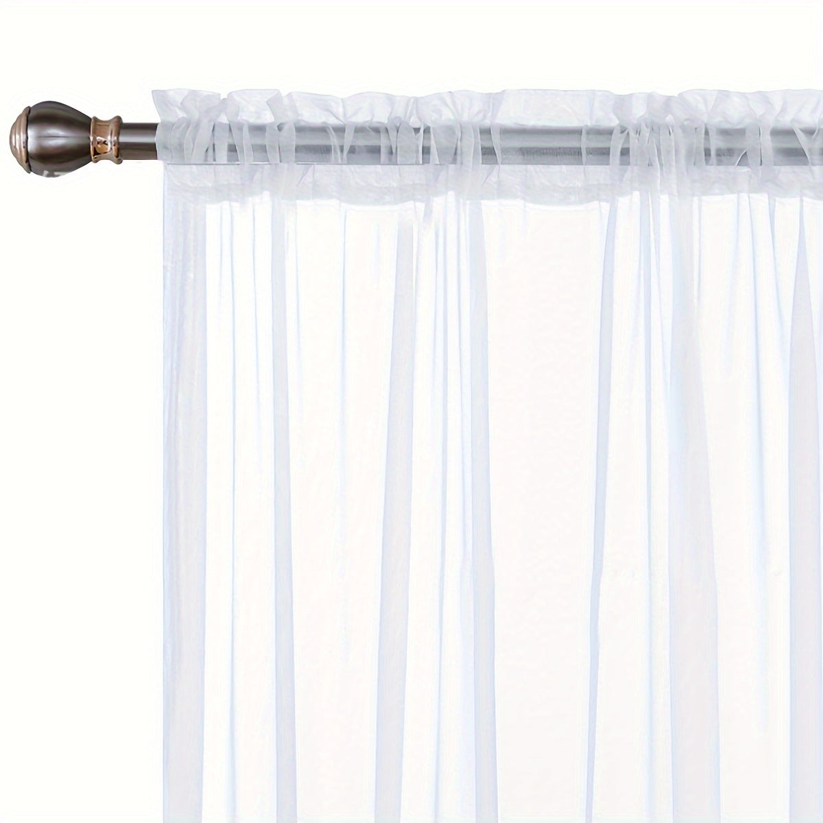 2pcs Yarn Curtain Rod Pocket Sheer Curtains For Bedroom Living Room Decoration Solid Color Curtain Home Decor