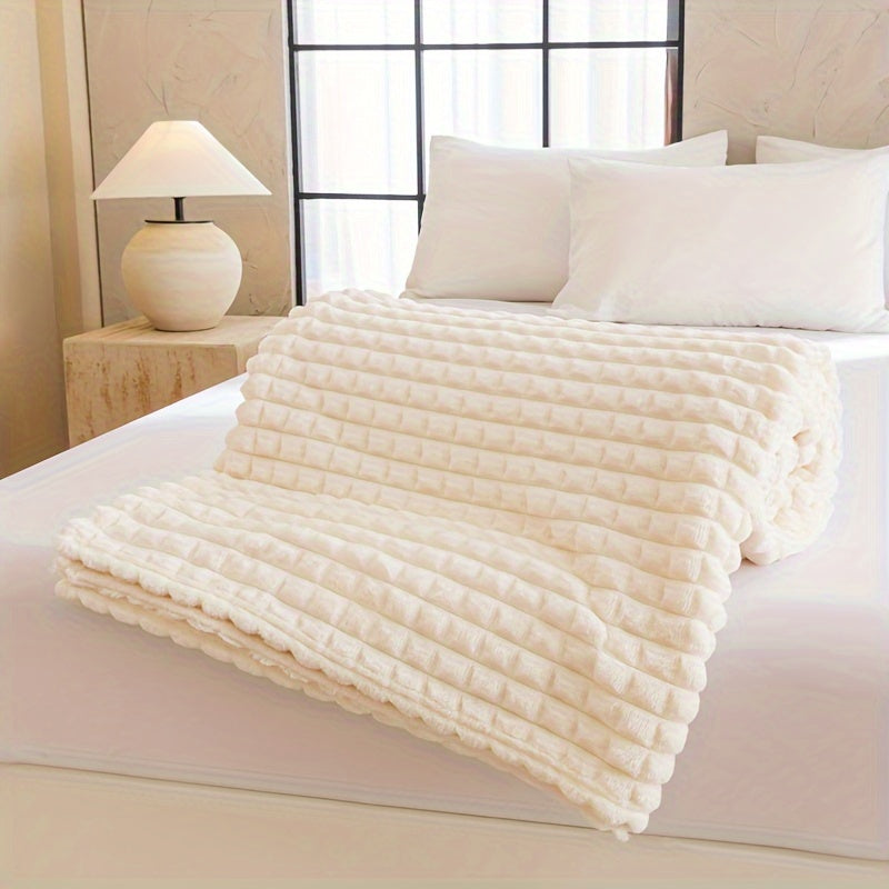 Contemporary Reversible Plaid Flannel Fleece Throw Blanket - Soft Skin-Friendly, All-Season, Machine Washable, Multipurpose, Pet Blanket - 100% Polyester, Woven, 1pc