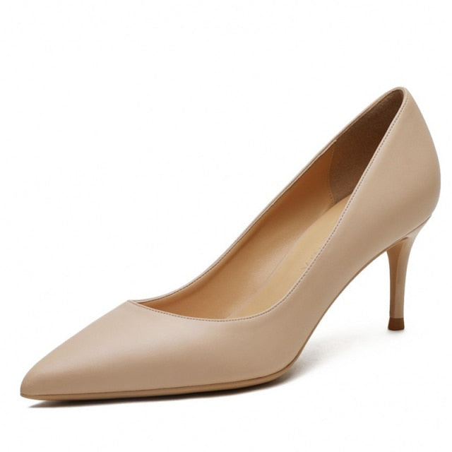 xiangtuibao Fashion Classic Genuine Leather 6CM/8CM Heels Comfortable Dance Women High Heel Shoes Party Woman Pointed Toe Pumps M0007