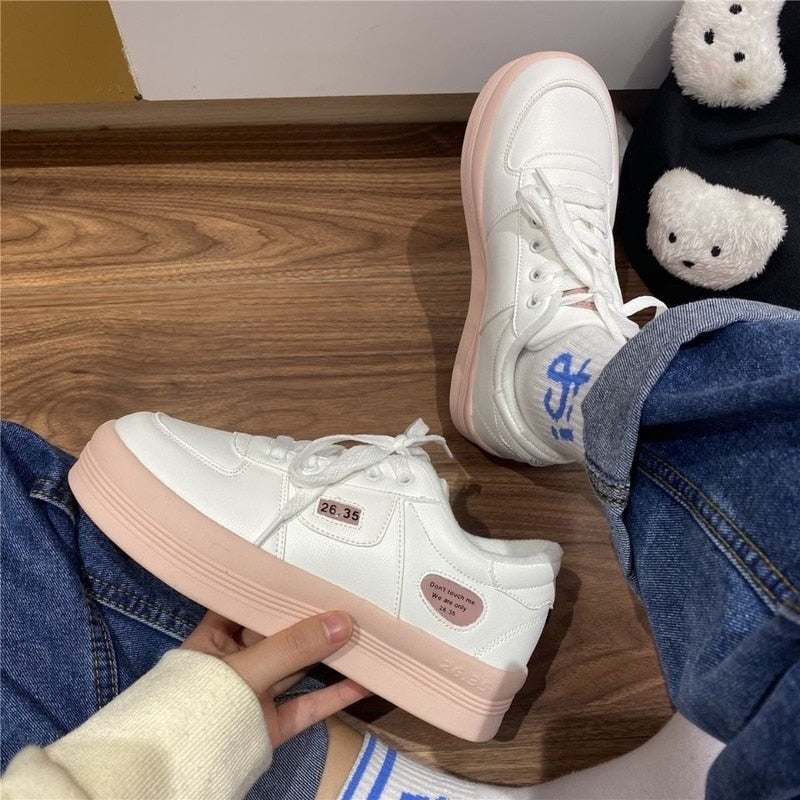 Sneakers Women's Sports Shoes Kawaii Platform Round Head Flats Spring Summer Female Casual Vulcanized Little White Footwear