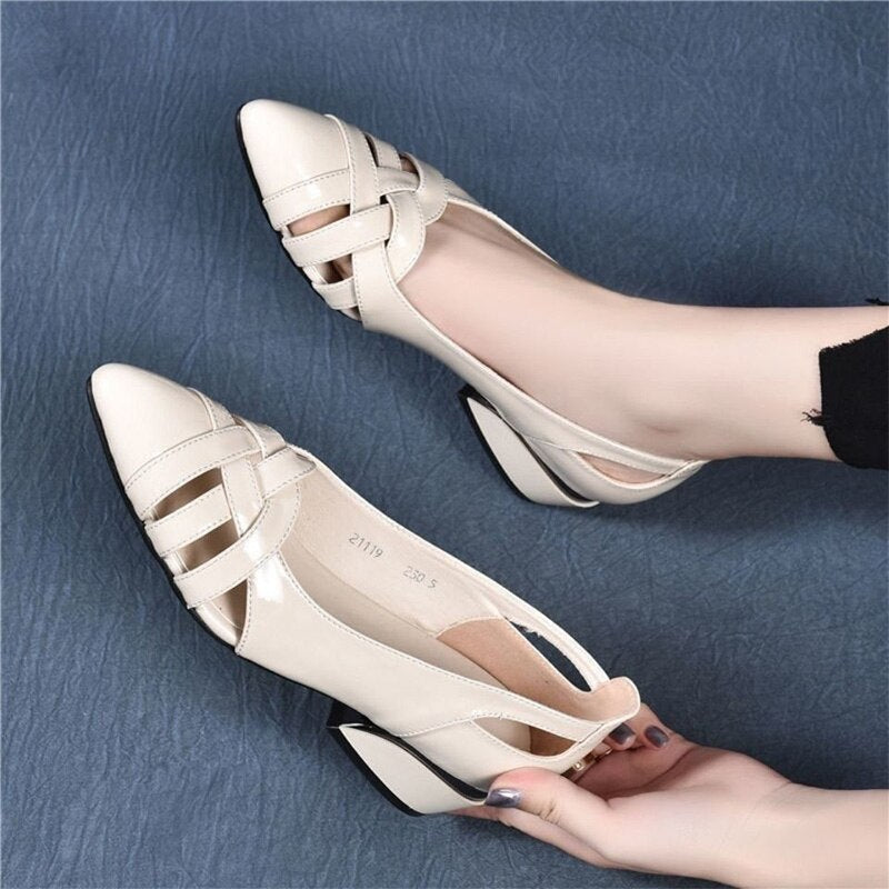 Women Flats Hollow Out Slip On Shallow Ladies Shoes Pointed Toe Casual Woman'S Shoe Summer Fashion Low Heels Plus Size New
