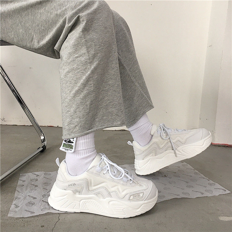 xiangtuibao White Shoes For Women Autumn New Design Women's Platform Sneakers Height Increasing Ladies Sport Shoes 41 42 43 Plus Size