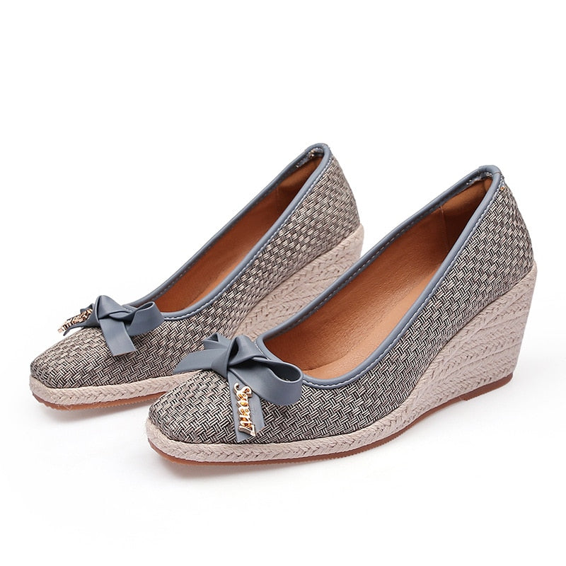 xiangtuibao Spring Summer High Heels Women Party Shoes Elegant Ladies Wedges Shoes Fashion Woman Pumps Wedge Heel 8cm Big Size 42 A4155