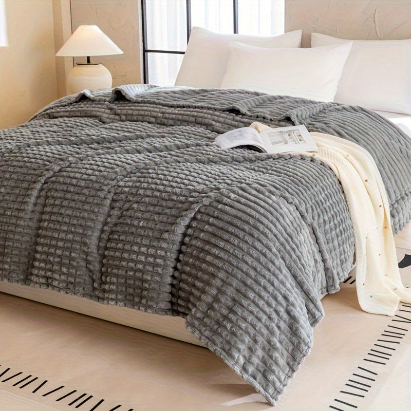 Contemporary Reversible Plaid Flannel Fleece Throw Blanket - Soft Skin-Friendly, All-Season, Machine Washable, Multipurpose, Pet Blanket - 100% Polyester, Woven, 1pc