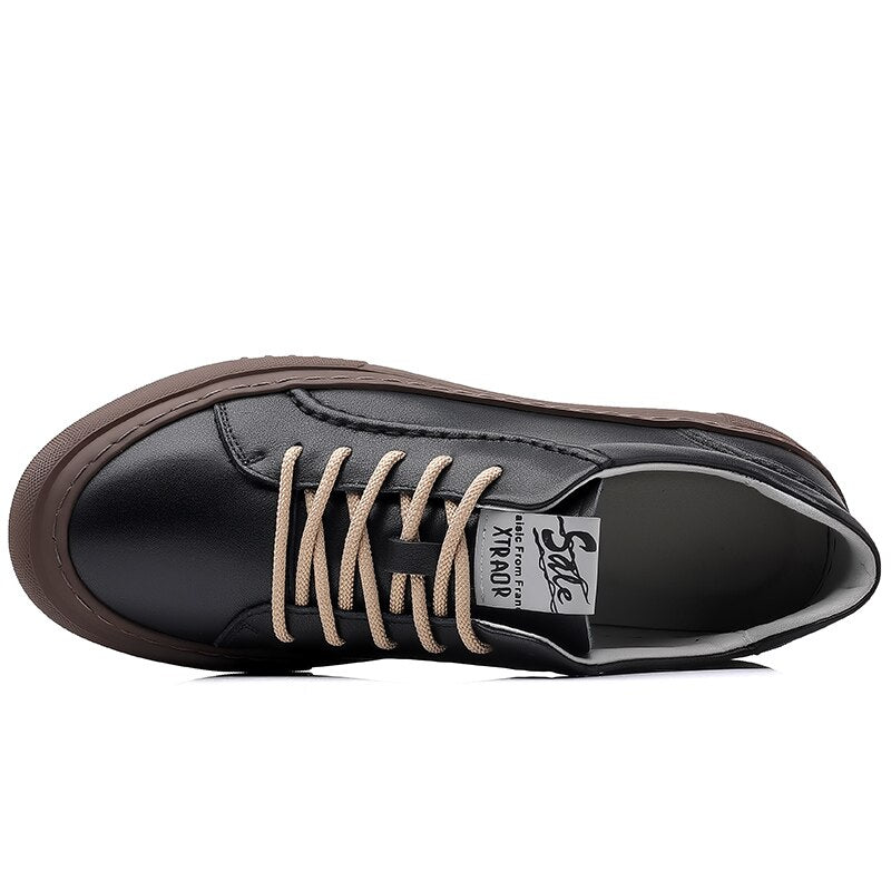 Spring Autumn Men Casual Lace-Up Sneakers Fashion Board Round Toe Comfy Shoes Men's Outdoor Walking Thick Bottom Sneakers