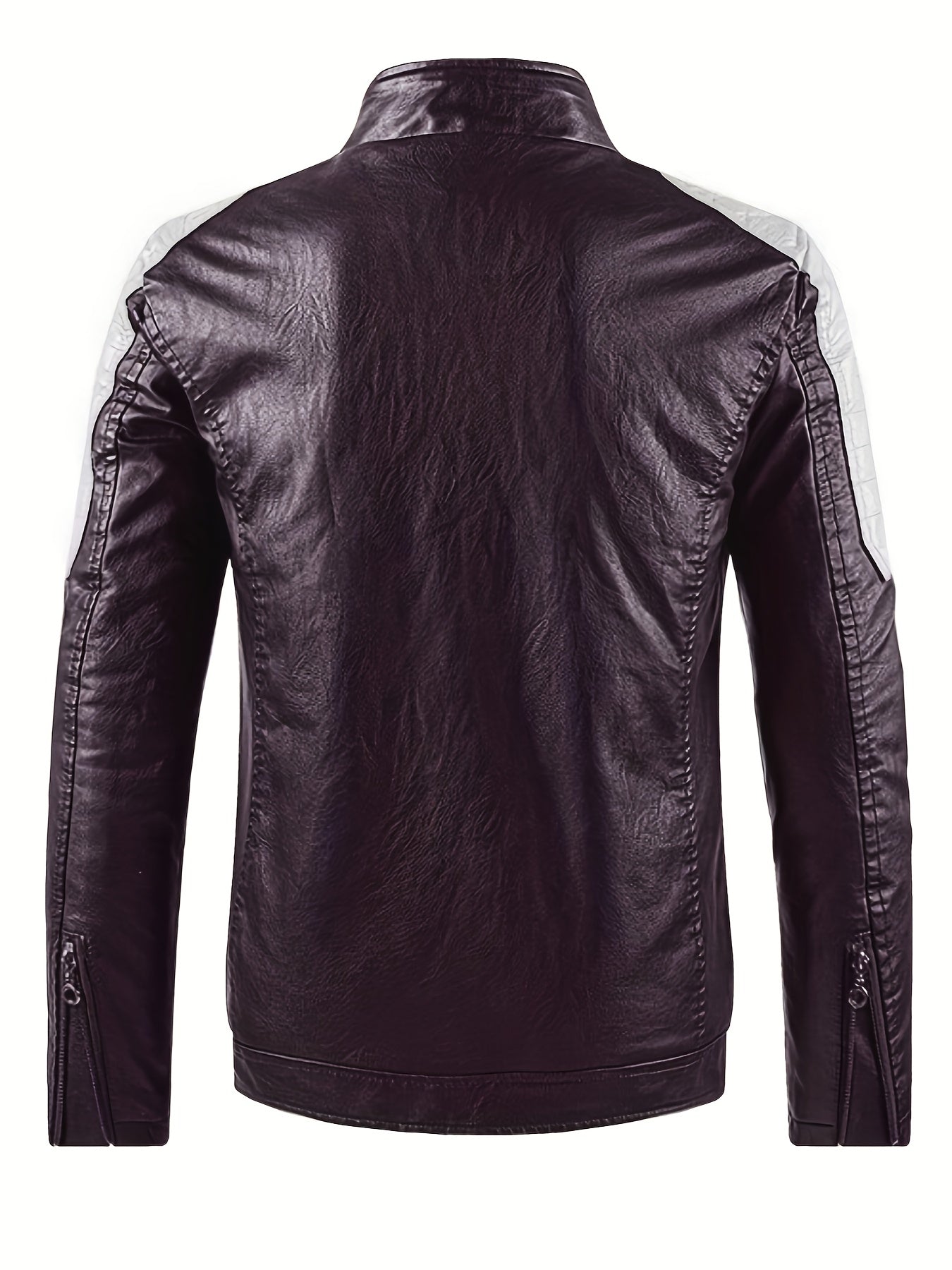 Men's Stylish Warm Fleece PU Jacket | Easy Care, Regular Fit, Solid Color | Chic Winter Casual with Stand Collar