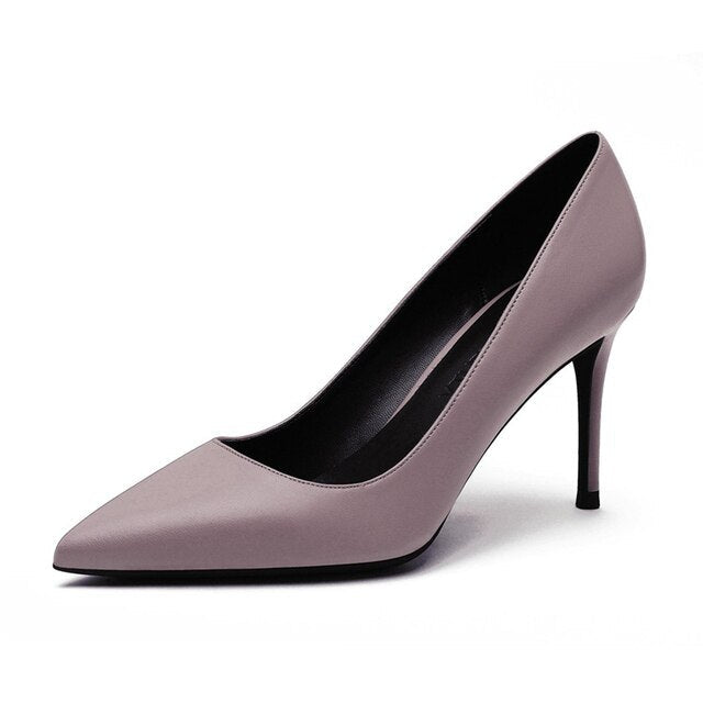 xiangtuibao Fashion Classic Genuine Leather 6CM/8CM Heels Comfortable Dance Women High Heel Shoes Party Woman Pointed Toe Pumps M0007