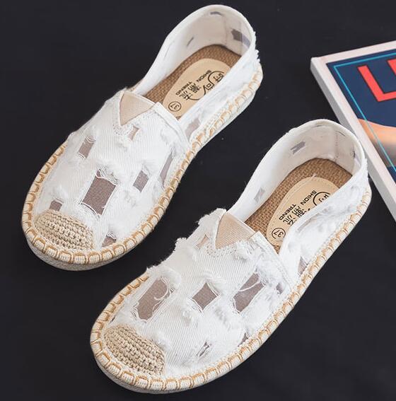 Summer Linen Flat Shoes Women Lightweight Breathable Fisherman Shoes Ladies Soft Casual Leisure Shoes Slip On Lazy Loafers