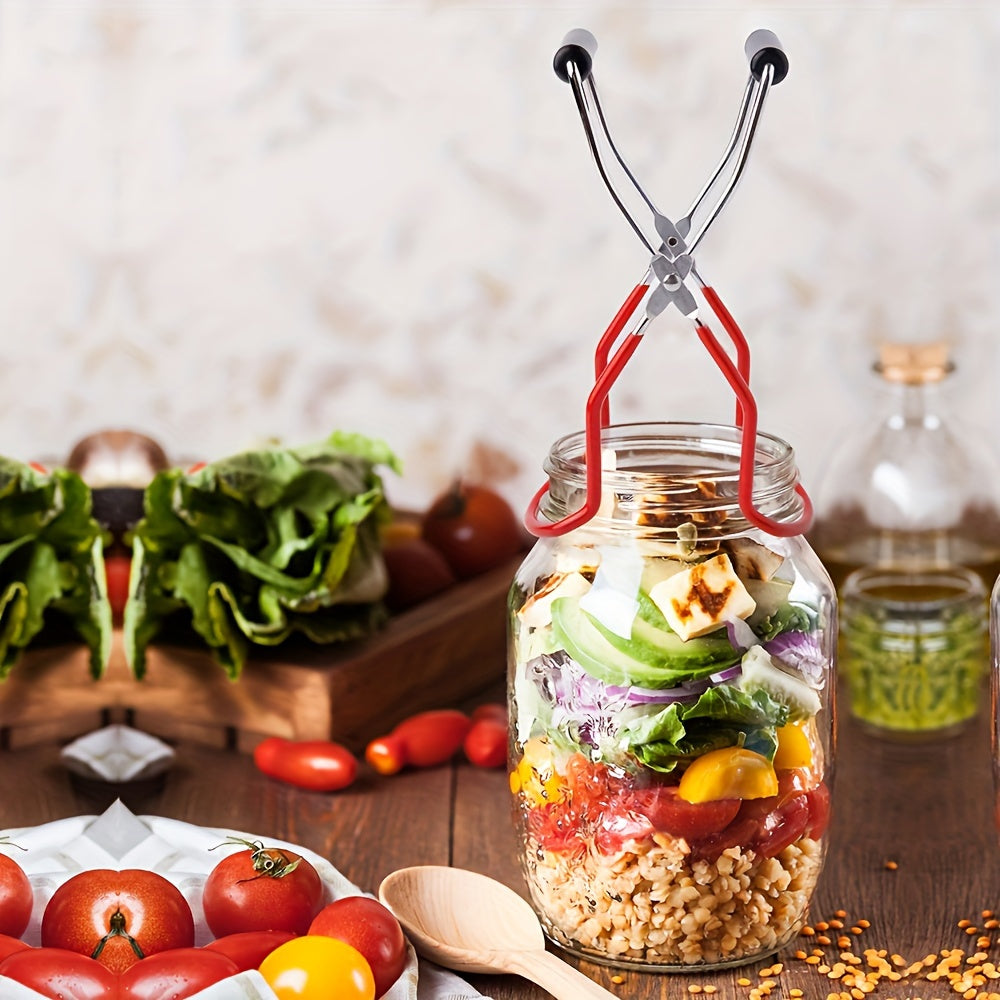 1pc Stainless Steel Canning Jar Lifter, Safe And Efficient Canning Tongs, Wide‑Mouth Clip With Grip Handle, For Easy Handling And Secure Grip, For Hot Jars Are Removed From Boiling Water Or Steam, Kitchen Supplies