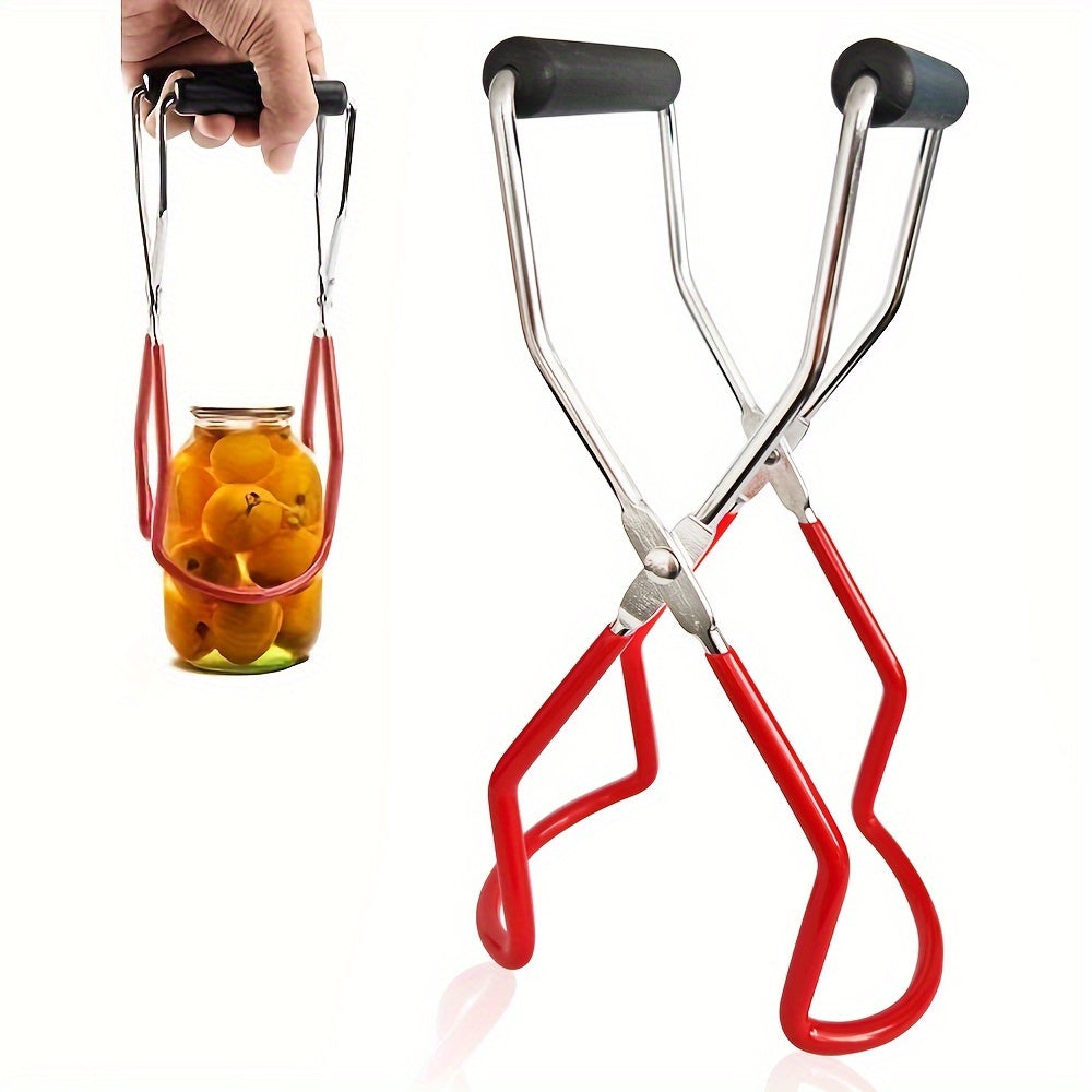 1pc Stainless Steel Canning Jar Lifter, Safe And Efficient Canning Tongs, Wide‑Mouth Clip With Grip Handle, For Easy Handling And Secure Grip, For Hot Jars Are Removed From Boiling Water Or Steam, Kitchen Supplies