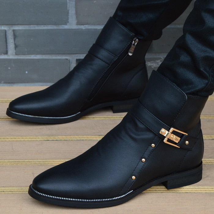 xiangtuibao New Fashion Men Boots Genuine Leather Men's British Autumn Winter Warm Plush Ankle Boots Man Casual shoes Zapatos man hombre