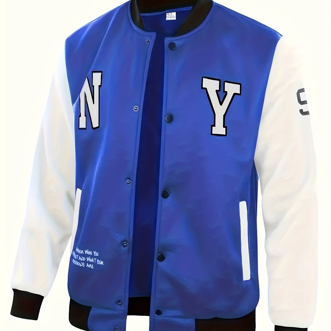 Mens Classic LA Print Varsity Jacket - Stylish Color Block Design - Durable Button Up for Spring/Fall - Trendy College Baseball Style