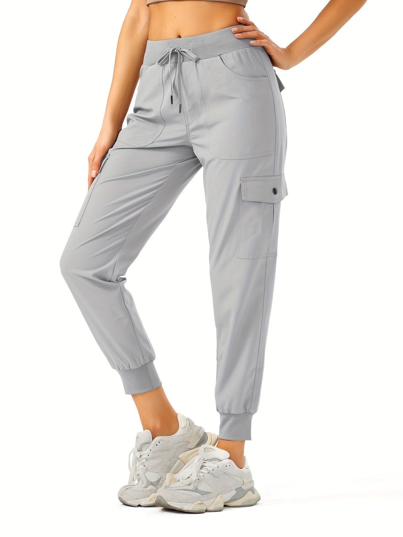 Ultra-Comfortable Women's Cargo Hiking Pants - Quick-Drying, Water-Resistant, Breathable, and Stretchy - Ideal for Outdoor Adventures, Travel, and Casual Wear with Elastic Waist, Button Pockets, and Relaxed Fit