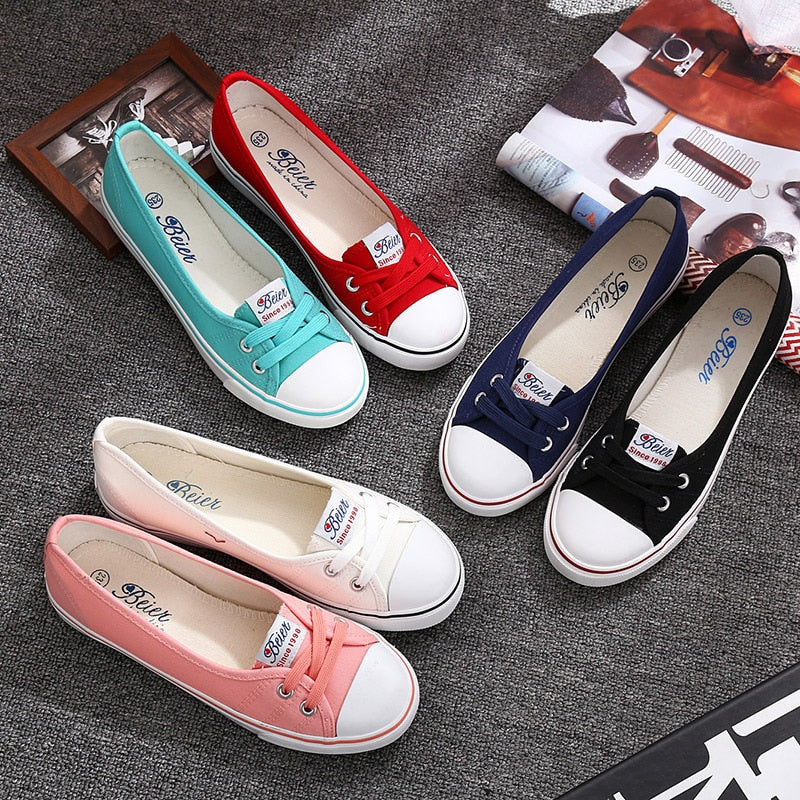xiangtuibao Women Shoes Fashion Comfortable Sports Sneakers Female Flats Trend Breathable Casual Canvas Shallow Shoes Women's Sneakers