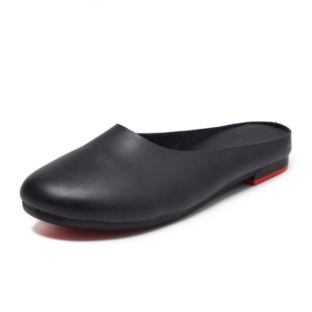 xiangtuibao Women Slippers Spring New Genuine Leather Women Shoes big Size 41 42 43 Flat Casual Summer Half Slippers Women