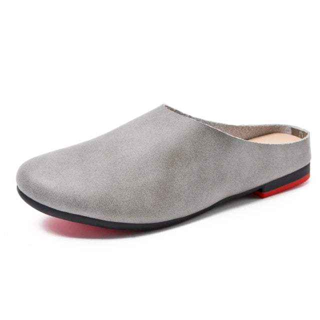xiangtuibao Women Slippers Spring New Genuine Leather Women Shoes big Size 41 42 43 Flat Casual Summer Half Slippers Women