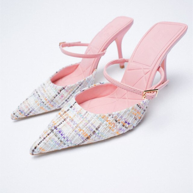 High Heels Pointed Toe Lace-Up Shallow Mouth Slip On Women's High-Heeled Shoes Sexy Pump Sandals Ladies Spikes Gold Slip-On Beig