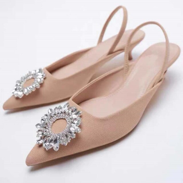 High Heels Pointed Toe Lace-Up Shallow Mouth Slip On Women's High-Heeled Shoes Sexy Pump Sandals Ladies Spikes Gold Slip-On Beig