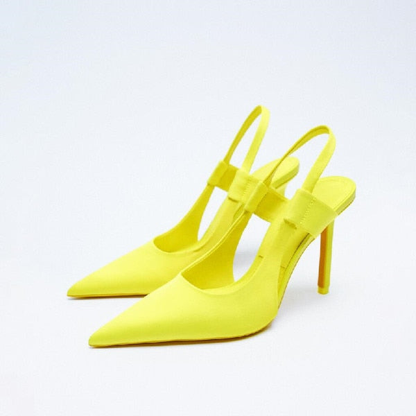 High Heels Pointed Toe Lace-Up Shallow Mouth Slip On Women's High-Heeled Shoes Sexy Pump Sandals Ladies Spikes Gold Slip-On Beig