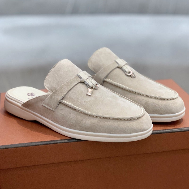 LP Suede Casual Women Shoes Flat Muller Shoes Fashion Summer Brand Design Comfort Slippers Luxury Walking Trendy Female