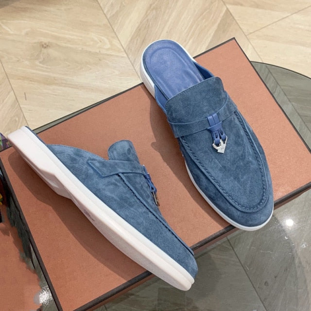 LP Suede Casual Women Shoes Flat Muller Shoes Fashion Summer Brand Design Comfort Slippers Luxury Walking Trendy Female