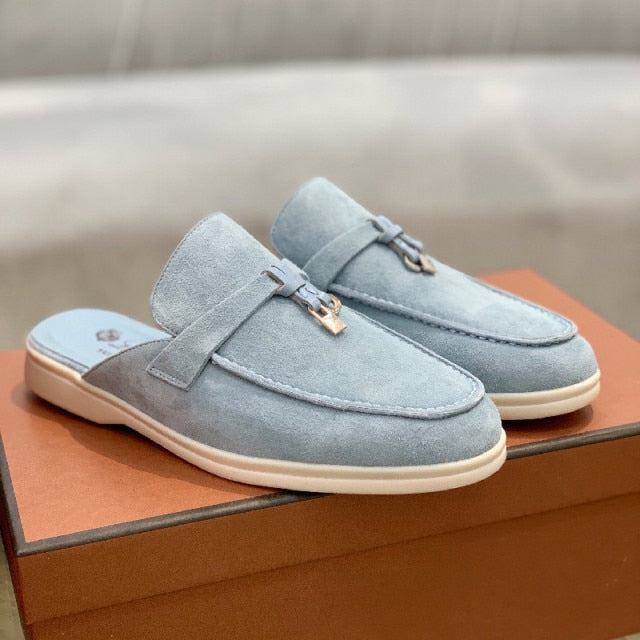 LP Suede Casual Women Shoes Flat Muller Shoes Fashion Summer Brand Design Comfort Slippers Luxury Walking Trendy Female
