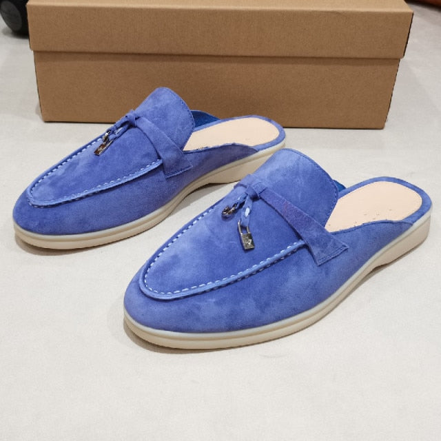 LP Suede Casual Women Shoes Flat Muller Shoes Fashion Summer Brand Design Comfort Slippers Luxury Walking Trendy Female