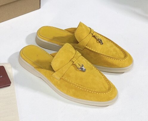 LP Suede Casual Women Shoes Flat Muller Shoes Fashion Summer Brand Design Comfort Slippers Luxury Walking Trendy Female