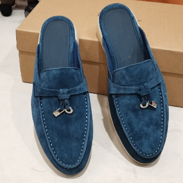 LP Suede Casual Women Shoes Flat Muller Shoes Fashion Summer Brand Design Comfort Slippers Luxury Walking Trendy Female
