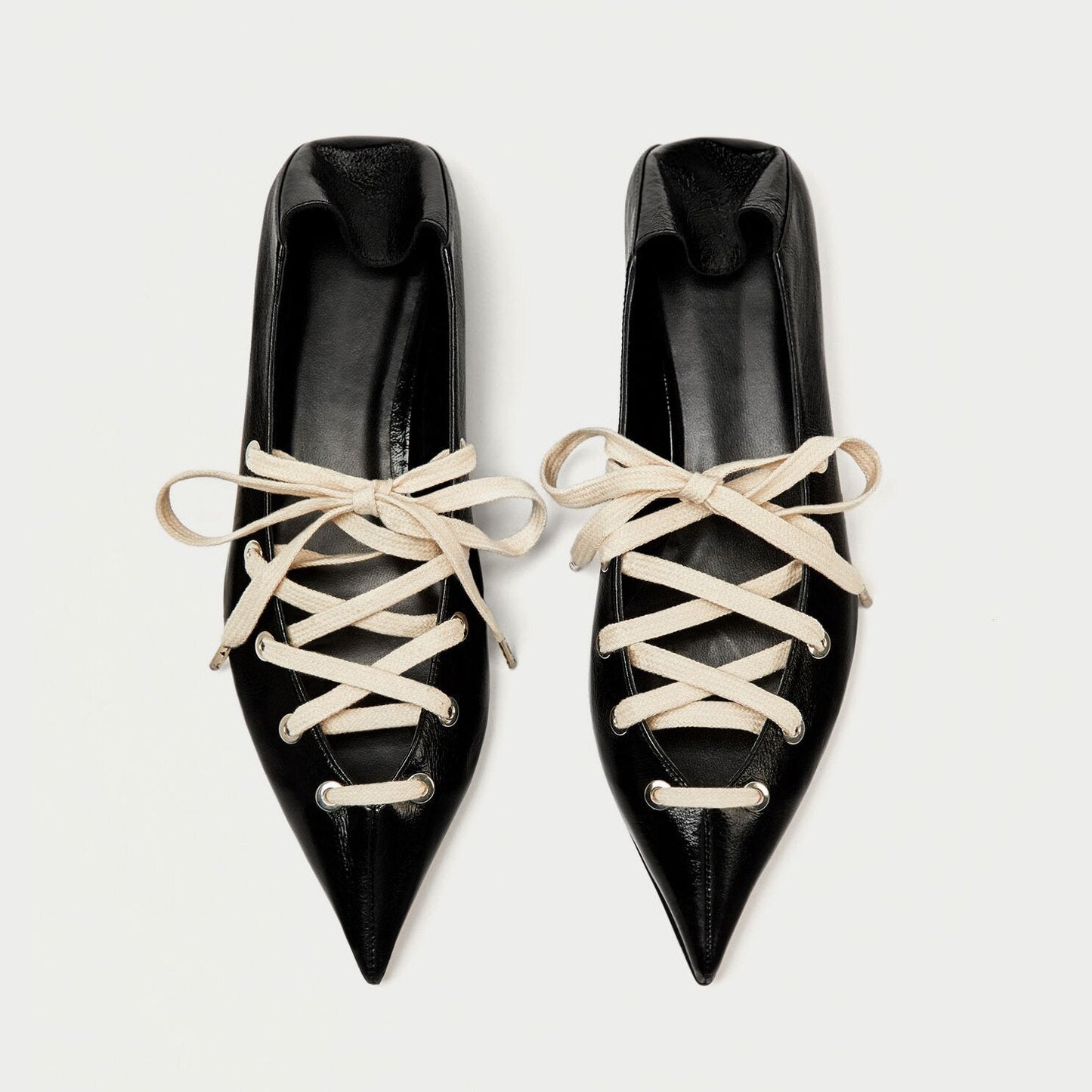 Summer Flats Shoes Women Black Leather Pointed Ballet Flats Single Shoes Two Wear Four Seasons Scoop Shoes Sandalias Shoe