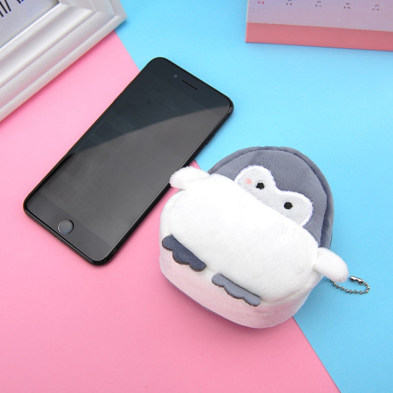 1 Pcs Kawaii Penguin Plush Purse Coin Card Wallet Bag Pendant Ornaments Storage Bag Plush Toy Lipstick Bag for Kids Gift