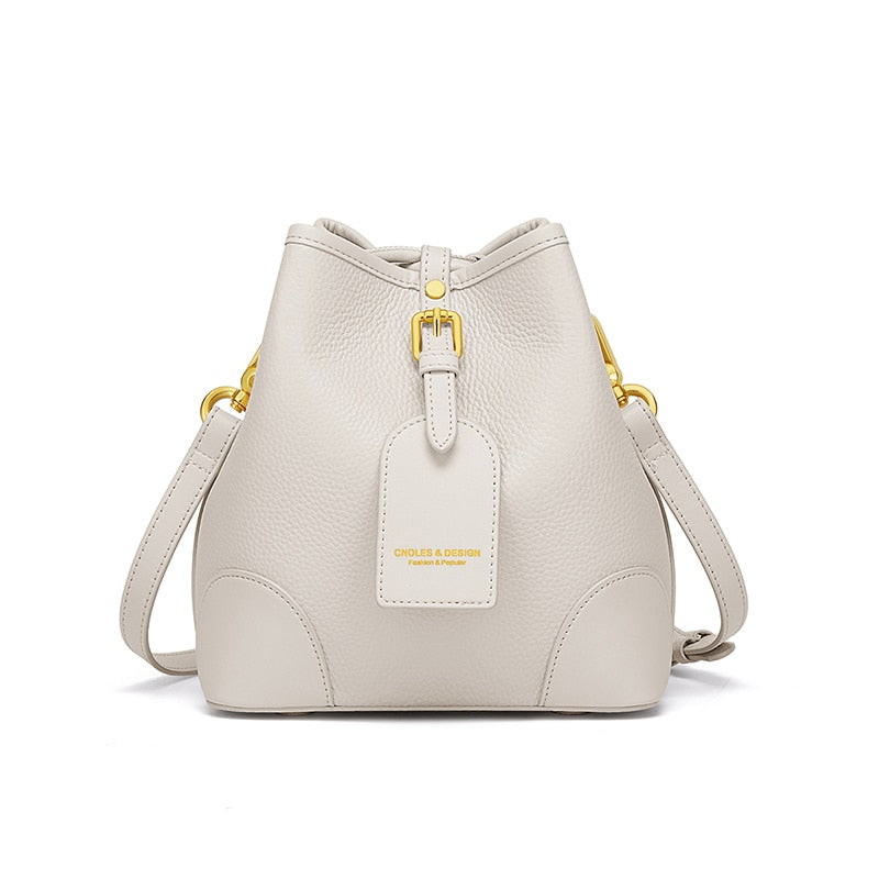 New Female Bucket Bag Genuine Leather Crossbody Bags for Women Luxury Shoulder Bag Ladies Brand Designer Bag