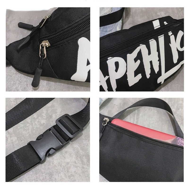 100% Brand New Letter Fanny Packs Hip-Hop Belt Bag Harajuku Shoulder Female Sling Chest Pocket Fashion Pocket Women Waist Bag