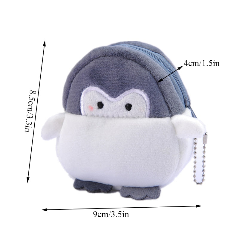 1 Pcs Kawaii Penguin Plush Purse Coin Card Wallet Bag Pendant Ornaments Storage Bag Plush Toy Lipstick Bag for Kids Gift