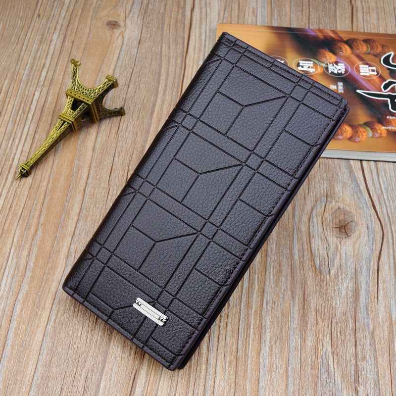 New Men's Wallets Men's Long Wallets Fashion Embossed Vertical Open Suit Bag Large Capacity Plus Soft Wallet