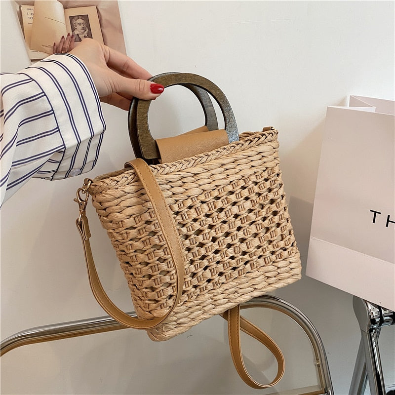 Women's Bag Trend Handbags Korean Straw Solid Color Beach Summer Vacation Fashion Designer Female Shoulder Crossbody Bags