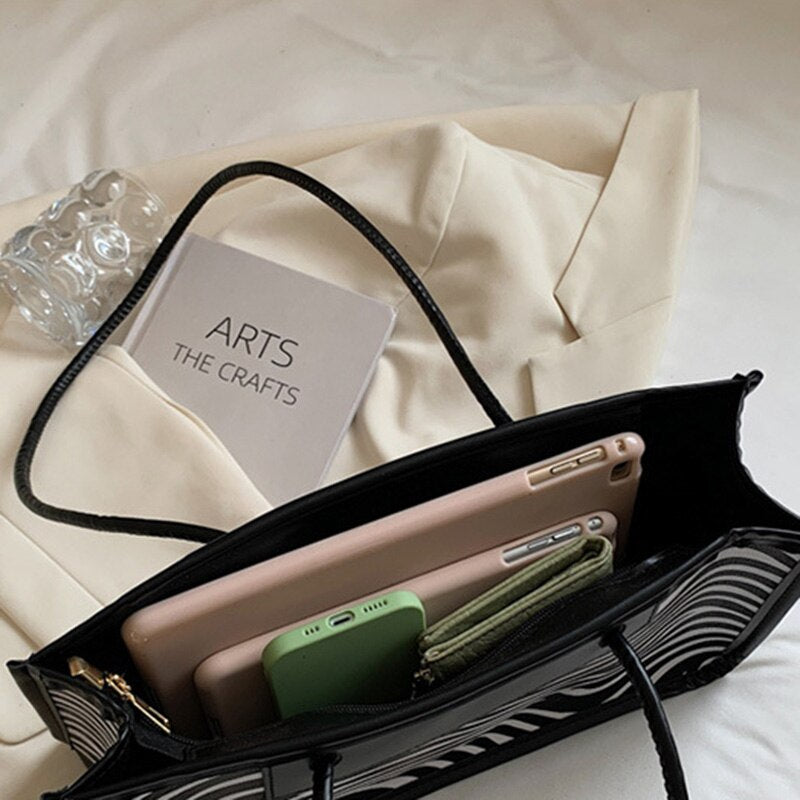 Zebra Striped Shoulder Bags Women Vintage Chic PU Leather Korean Style Ladies All-match Daily Bolsa Large Capacity High Quality