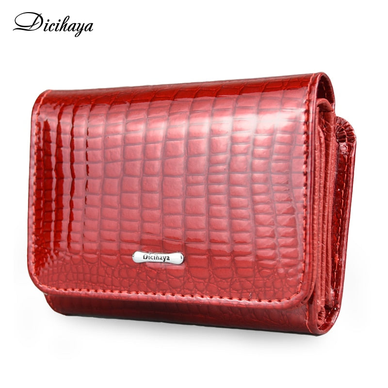 DICIHAYA Short Wallet Women Coin Wallets Red Coin Purse Genuine Leather Lady Zipper Design With Coin Purse Pockets Small Wallet