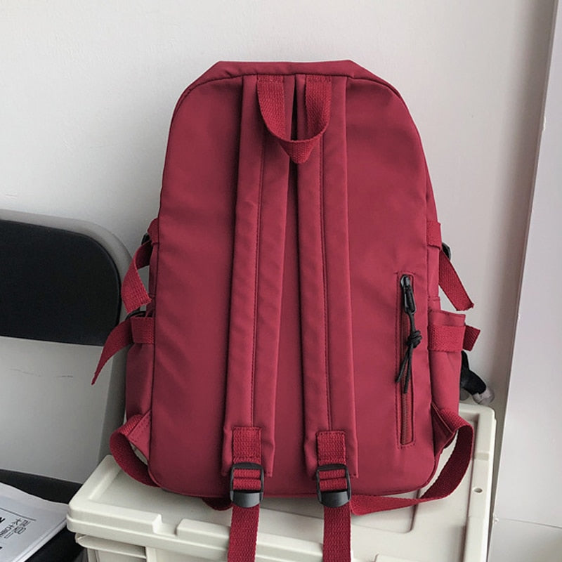 EnoPella Fashion Waterproof Nylon Women Backpack For Girls Travel High Capacity Student BookBag Men Black Laptop Bag